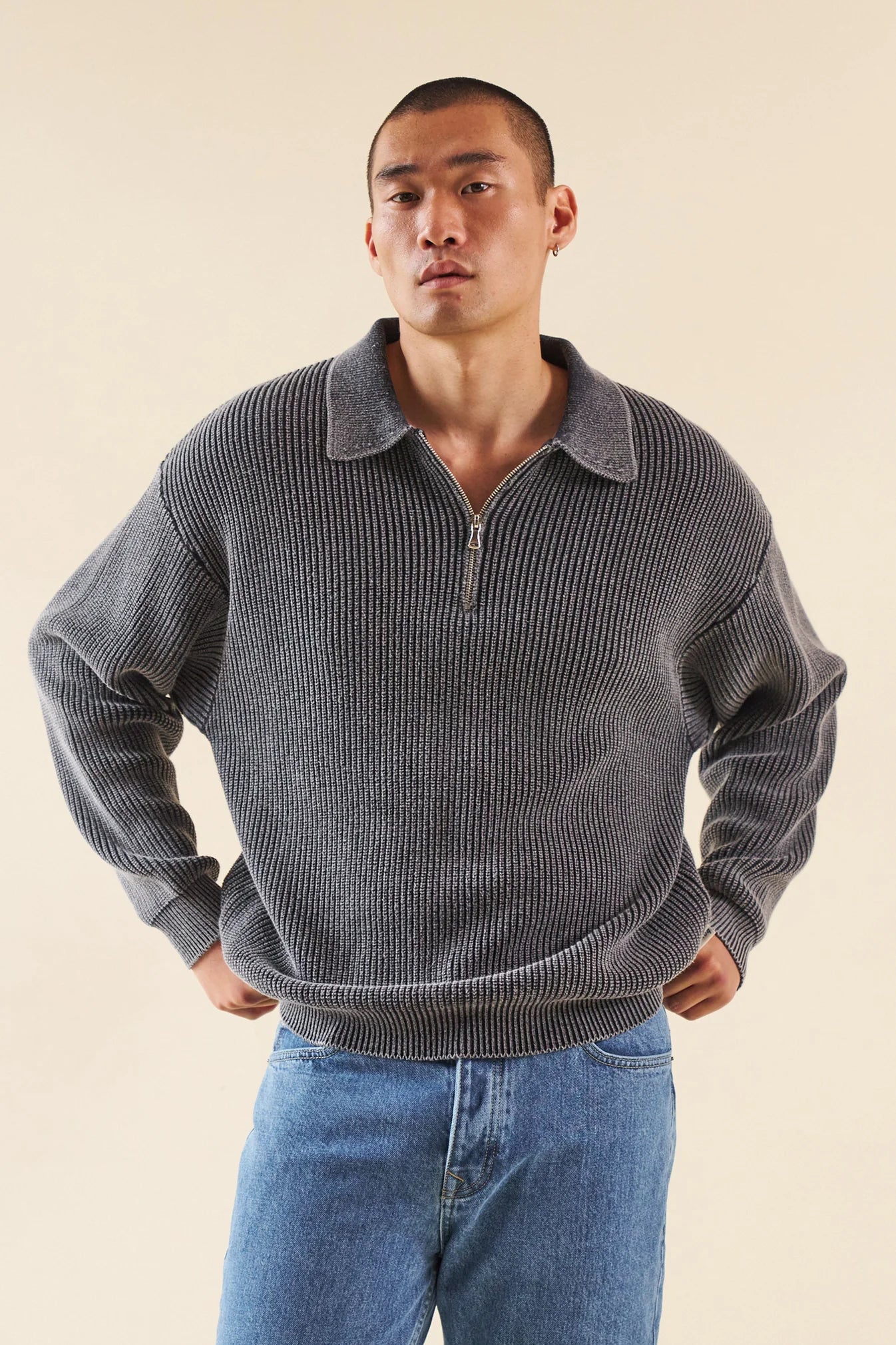 HALF ZIP KNIT PULLOVER