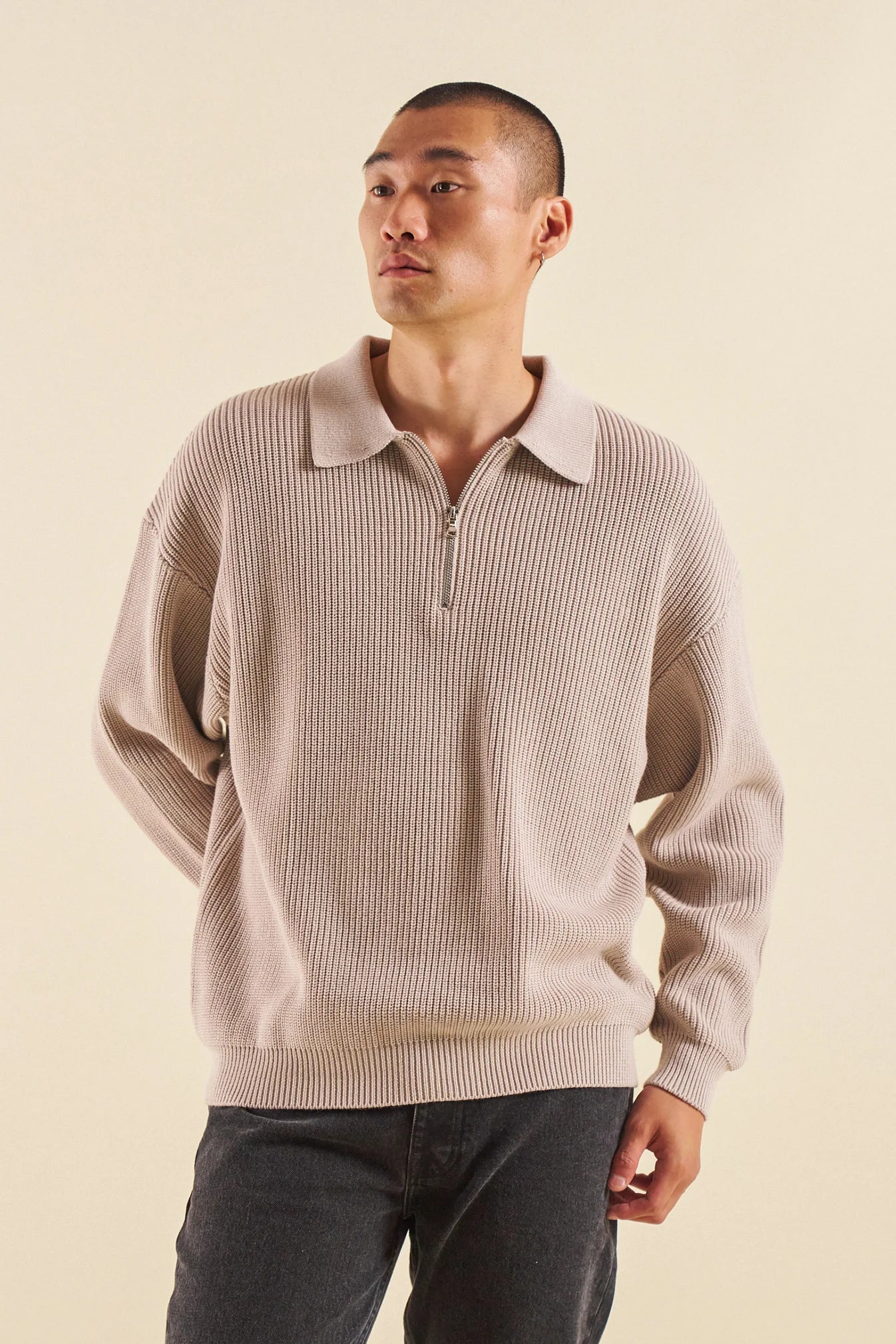 HALF ZIP KNIT PULLOVER