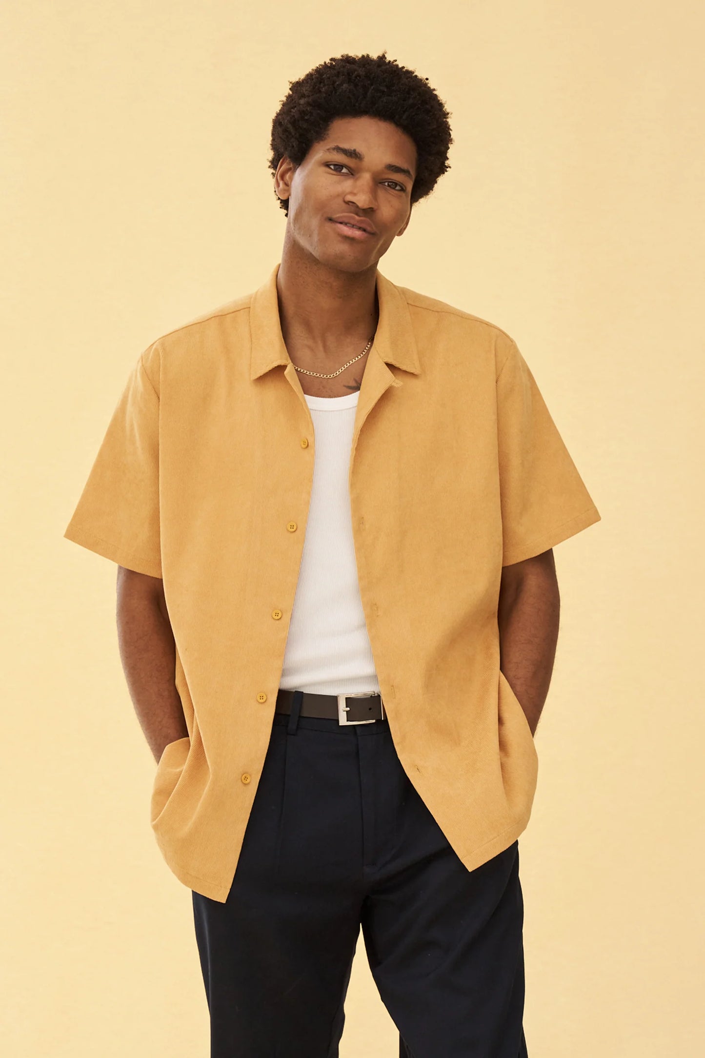 MUSTARD CORD TOWEL SS SHIRT