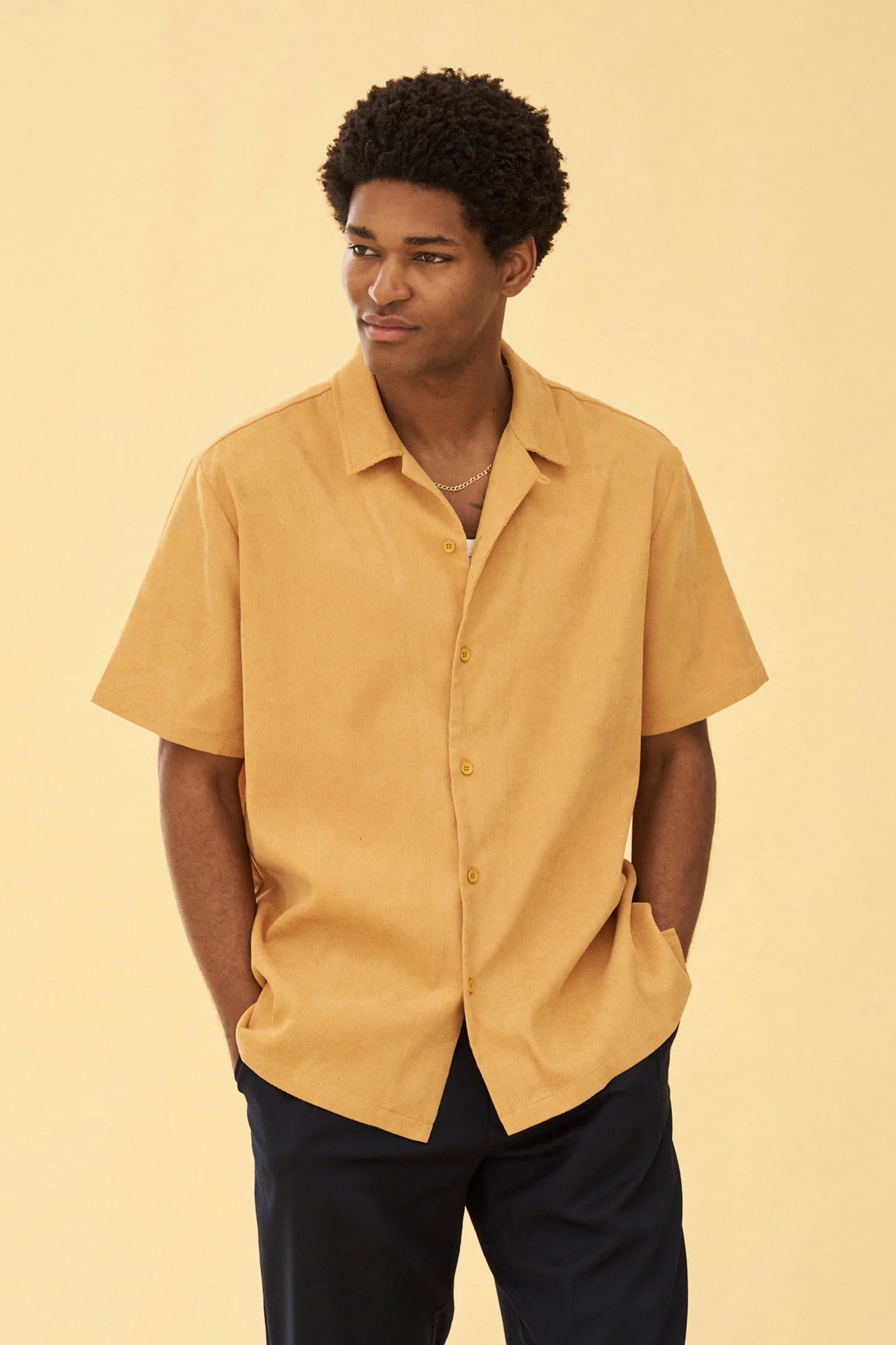 MUSTARD CORD TOWEL SS SHIRT