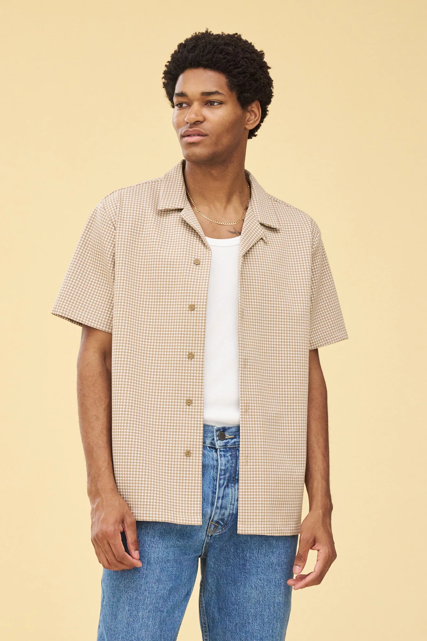 DOGTOOTH JACQUARD CUBAN SHIRT