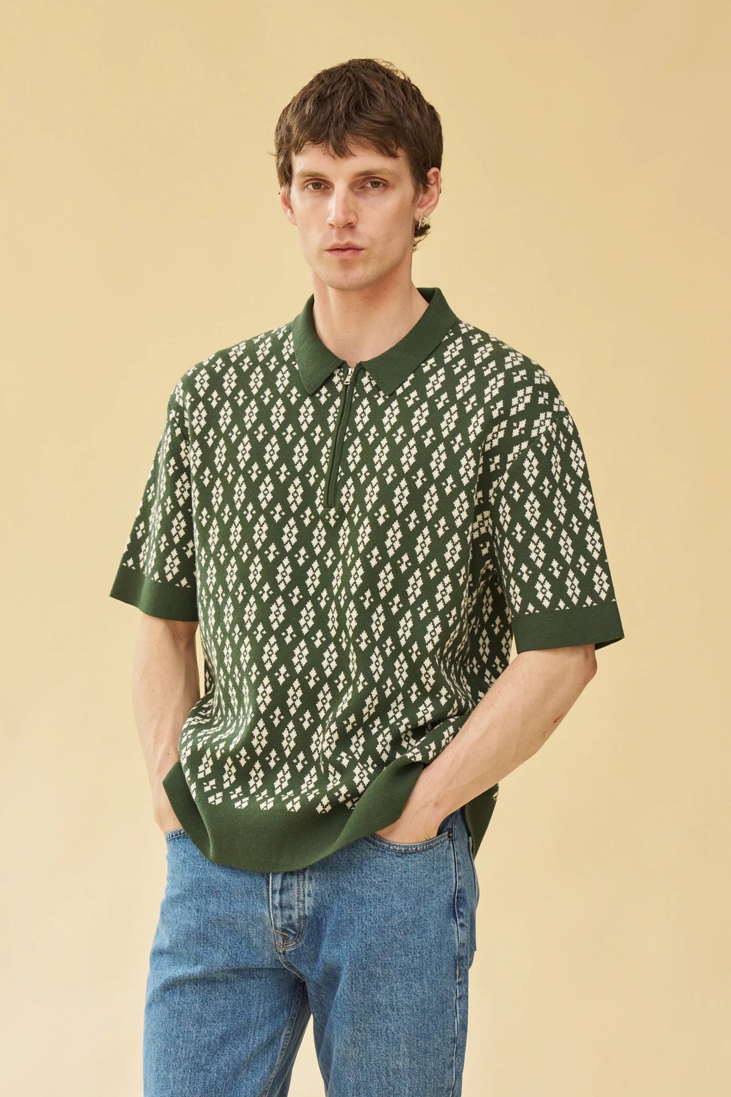 THEODORE 1/4 HEAVY KNIT POLO
