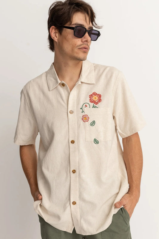 FLOWER EMBROIDERY SS SHIRT