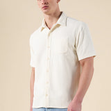 CABLE KNIT WOVEN POLO