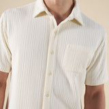 CABLE KNIT WOVEN POLO
