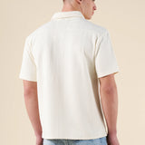 CABLE KNIT WOVEN POLO