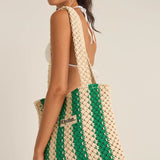 DINERO STRIPE CROCHET TOTE BAG