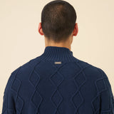 DIAMOND CABLE MOCK NECK KNIT