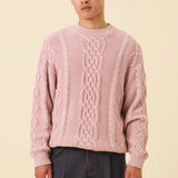 CABLE KNIT ACID WASH KNIT