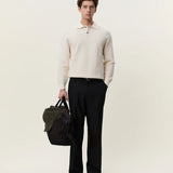 CHECK STRUCTURED KNITTED LS POLO