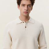 CHECK STRUCTURED KNITTED LS POLO