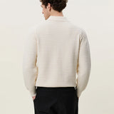CHECK STRUCTURED KNITTED LS POLO
