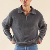 ACID WASH HALF ZIP KNIT PULLOVER
