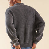 ACID WASH HALF ZIP KNIT PULLOVER