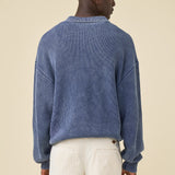 ACID WASHED HALF ZIP KNIT PULLOVER