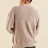 ACID WASH HALF ZIP KNIT PULLOVER