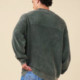 HALF BUTTON PANEL ACID WASHED PULLOVER