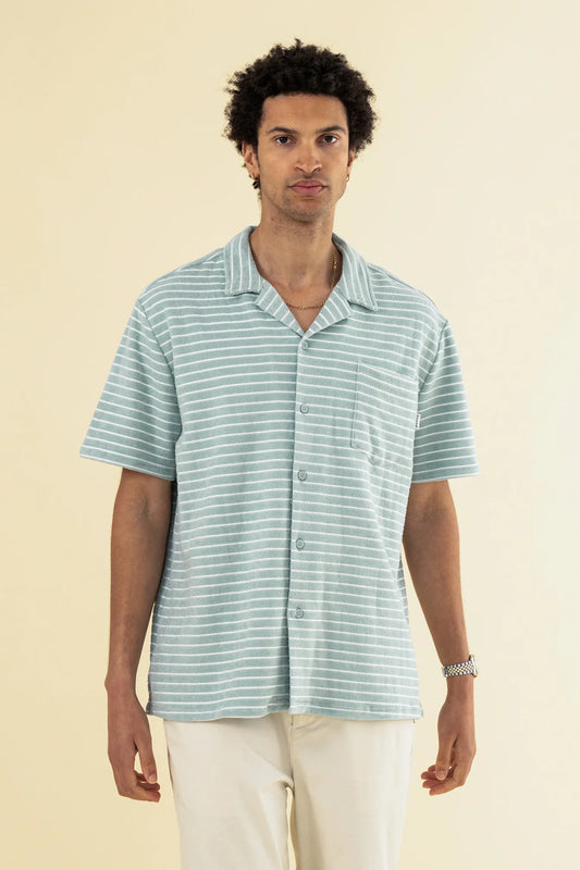 STRIPE TERRY TOWEL SS COTTON SHIRT