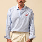 FREDDIE STRIPE OXFORD COTTON HALF BUTTON SHIRT