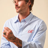 FREDDIE STRIPE OXFORD COTTON HALF BUTTON SHIRT