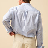 FREDDIE STRIPE OXFORD COTTON HALF BUTTON SHIRT