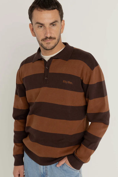 VENTURA STRIPE KNIT LS POLO