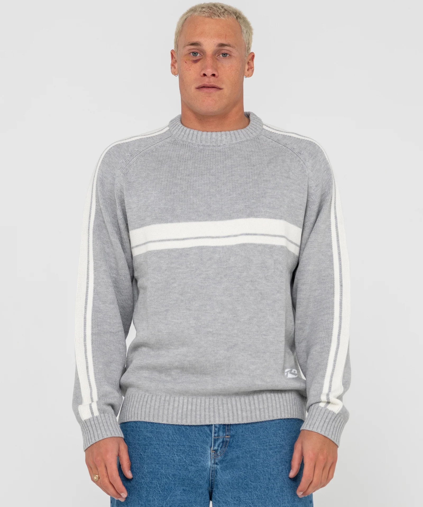 WHITE LINES KNITTED CREW