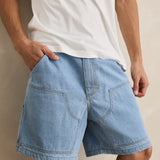 DOUBLE KNEE DENIM SHORT